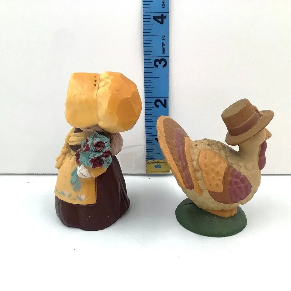 Turkey and Woman‎ Salt and Pepper Shakers Thanksgiving Gift